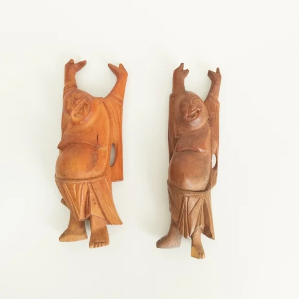 Hands up Buddha Figurine Set of 2, Vintage